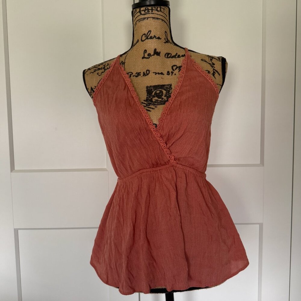 Moa Moa Coral Lace Trim Tank Top, Size M